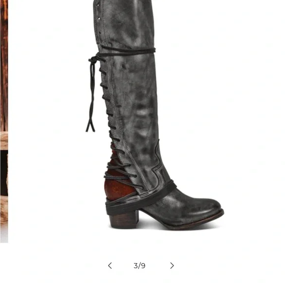 Freebird Stylish Gray Leather Knee-High Boots worn only a few times - Picture 2 of 9